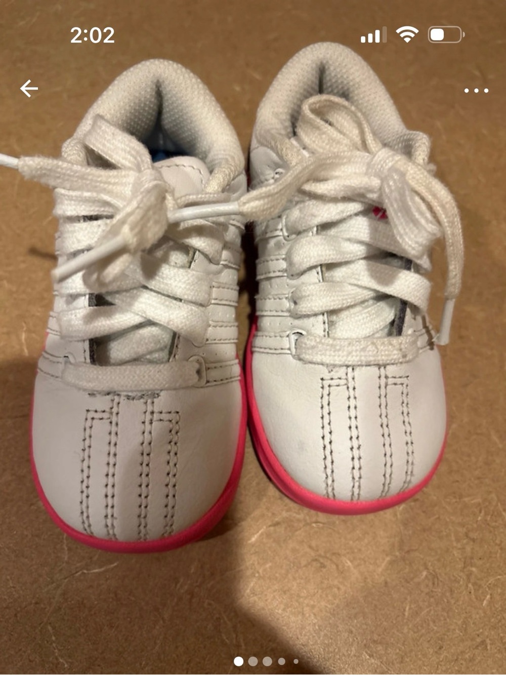K-Swiss White Kids Sneakers with Pink Trim